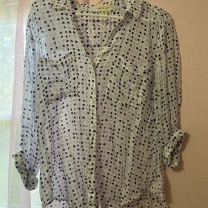 Cloth & Stone Navy Polka Dot Blouse